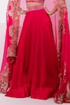Buy_Yoseba_Fuchsia Bemberg, Organza Embroidery, Sequins, Zari Round Placement Lehenga Set _Online_at_Aza_Fashions