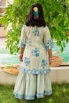 Shop_Plumcheeks_Green Cotton Embroidery Printed Kurta Sharara Set _at_Aza_Fashions