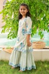 Shop_Plumcheeks_Green Cotton Embroidery Printed Kurta Sharara Set 