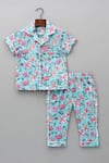 Buy_Plumcheeks_Blue Cotton Printed Shirt And Pyjama Set _at_Aza_Fashions