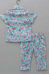 Shop_Plumcheeks_Blue Cotton Printed Shirt And Pyjama Set _at_Aza_Fashions