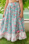 Buy_Plumcheeks_White Cotton Tassels, Ruffles Printed Blouse And Skirt Set _Online_at_Aza_Fashions
