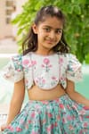 Shop_Plumcheeks_White Cotton Tassels, Ruffles Printed Blouse And Skirt Set _Online_at_Aza_Fashions