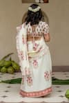 Shop_Plumcheeks_Off White Cotton Embroidery, Tassels, Manika Printed Lehenga Saree With Blouse _at_Aza_Fashions
