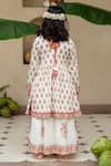 Shop_Plumcheeks_Off White Cotton Embroidery, Tassels Manika Printed Top And Skirt Set _at_Aza_Fashions
