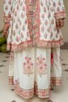 Plumcheeks_Off White Cotton Embroidery, Tassels Manika Printed Top And Skirt Set _at_Aza_Fashions