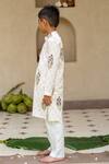 Plumcheeks_Off White Cotton Beads Jamuni Printed Kurta Set _Online_at_Aza_Fashions
