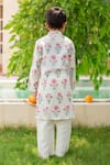 Shop_Plumcheeks_White Cotton Daisy Print Kurta Set _at_Aza_Fashions