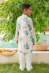 Shop_Plumcheeks_Green Cotton Embroidery Daisy Stripe Print Kurta Set _at_Aza_Fashions