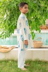 Buy_Plumcheeks_Green Cotton Embroidery Daisy Stripe Print Kurta Set _Online_at_Aza_Fashions
