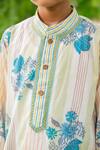 Shop_Plumcheeks_Green Cotton Embroidery Daisy Stripe Print Kurta Set _Online_at_Aza_Fashions