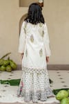 Shop_Plumcheeks_Off White Cotton Lace, Tassels Jamuni Printed Kurta Lehenga Set _at_Aza_Fashions