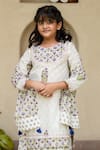 Shop_Plumcheeks_Off White Cotton Lace, Tassels Jamuni Printed Kurta Lehenga Set _Online_at_Aza_Fashions