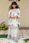 Buy_Plumcheeks_Off White Cotton Lace, Tassels Jamuni Printed Kurta Lehenga Set _at_Aza_Fashions