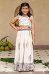 Buy_Plumcheeks_Off White Cotton Lace, Tassels Jamuni Printed Blouse And Skirt Set _at_Aza_Fashions
