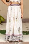 Buy_Plumcheeks_Off White Cotton Lace, Tassels Jamuni Printed Blouse And Skirt Set _Online_at_Aza_Fashions