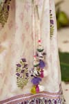 Plumcheeks_Off White Cotton Lace, Tassels Jamuni Printed Blouse And Skirt Set _at_Aza_Fashions