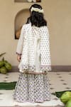 Shop_Plumcheeks_Off White Cotton Lace, Piping Jamuni Printed Kurta Sharara Set _at_Aza_Fashions
