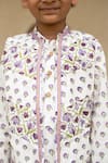 Shop_Plumcheeks_Off White Cotton Lace, Embroidery Jamuni Printed Bundi And Kurta Set _Online_at_Aza_Fashions