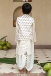 Shop_Plumcheeks_Off White Cotton Jamuni Butti Printed Bundi And Kurta Set _at_Aza_Fashions