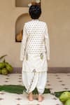 Shop_Plumcheeks_Off White Cotton Jamuni Printed Bundi And Kurta Set _at_Aza_Fashions
