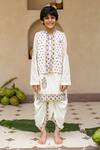 Buy_Plumcheeks_Off White Cotton Jamuni Printed Bundi And Kurta Set _at_Aza_Fashions