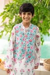 Plumcheeks_White Cotton Pearls Printed Bundi And Kurta Set _Online_at_Aza_Fashions