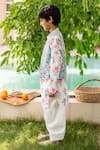 Buy_Plumcheeks_White Cotton Pearls Printed Bundi And Kurta Set _Online_at_Aza_Fashions