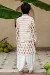 Shop_Plumcheeks_Off White Cotton Lace Chevron Print Bundi And Kurta Set _at_Aza_Fashions