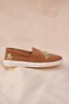Shop_Around Always_Tan Abeer Mirror Embroidered Sneakers _at_Aza_Fashions