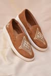 Buy_Around Always_Tan Abeer Mirror Embroidered Sneakers _at_Aza_Fashions