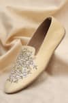 Shop_Around Always_Ivory Sequins, Zari, Beads, Embroidery Eve Floral Loafers _at_Aza_Fashions