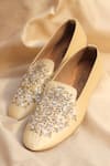 Around Always_Ivory Sequins, Zari, Beads, Embroidery Eve Floral Loafers _Online_at_Aza_Fashions