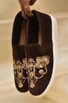 Buy_Around Always_Brown Gajj Thread Embroidered Sneakers _at_Aza_Fashions