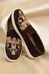 Shop_Around Always_Brown Gajj Thread Embroidered Sneakers _at_Aza_Fashions