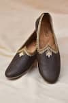 Buy_Around Always_Brown Kamal Floral Embroidered Mojaris _at_Aza_Fashions