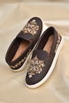Buy_Around Always_Brown Maheer Crest Embroidered Sneakers _at_Aza_Fashions