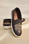 Shop_Around Always_Brown Maheer Crest Embroidered Sneakers _at_Aza_Fashions