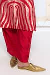 Ekaya Banaras_Red Silk Zari Keyhole Neck Handwoven Straight Kurta Set _at_Aza_Fashions