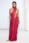 Shop_Ekaya Banaras_Pink Silk Zebra Print Saree With Running Blouse _at_Aza_Fashions