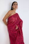 Shop_Ekaya Banaras_Pink Silk Zebra Print Saree With Running Blouse _Online_at_Aza_Fashions