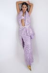 Shop_Ekaya Banaras_Lavender Silk Zari Handwoven Saree With Running Blouse _at_Aza_Fashions