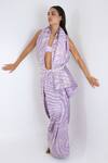 Buy_Ekaya Banaras_Lavender Silk Zari Handwoven Saree With Running Blouse _at_Aza_Fashions