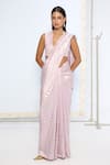 Buy_Ekaya Banaras_Lavender Silk Zari Handwoven Lilac Saree With Running Blouse _at_Aza_Fashions