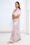 Ekaya Banaras_Lavender Silk Zari Handwoven Lilac Saree With Running Blouse _Online_at_Aza_Fashions
