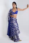 Buy_Ekaya Banaras_Blue Silk Zari Handwoven Dark Saree With Running Blouse _Online_at_Aza_Fashions