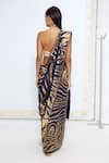 Shop_Ekaya Banaras_Blue Silk Zari Handwoven And Gold Saree With Running Blouse _at_Aza_Fashions