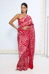 Ekaya Banaras_Red Silk Zari Handwoven Scarlet Saree With Running Blouse _Online_at_Aza_Fashions