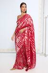 Buy_Ekaya Banaras_Red Silk Zari Handwoven Scarlet Saree With Running Blouse _Online_at_Aza_Fashions