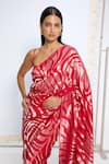Shop_Ekaya Banaras_Red Silk Zari Handwoven Scarlet Saree With Running Blouse _Online_at_Aza_Fashions